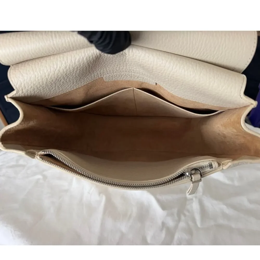 The Row Hunting 11 Crossbody Bag Cream Pebbled Full-Grain Leather Authentic